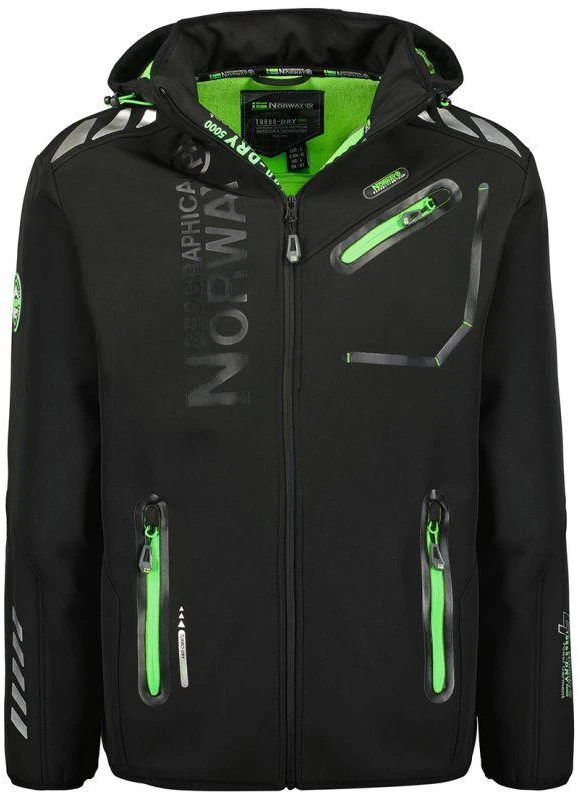 Geographical Norway ROYAUTE JUODA / ŽALIA DB MEN 068 JUODA / ŽALIA Vyriška softshell striukė (WY8026H/GN-NOIR / VERT)