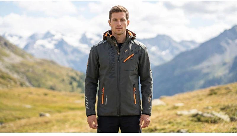 Geographical Norway Softshell striukė Royaute DB 068 M WY8027H/GN/Tamsiai pilka / Oranžinė