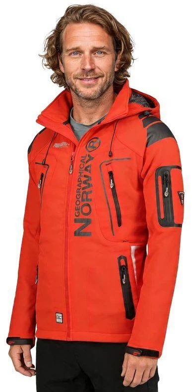 Geographical Norway Techno MEN 056 BS3 vyriškas sportinis švarkas su reguliuojamu gobtuvu, atsparus vandeniui, raudonas (WU1060H/GN)