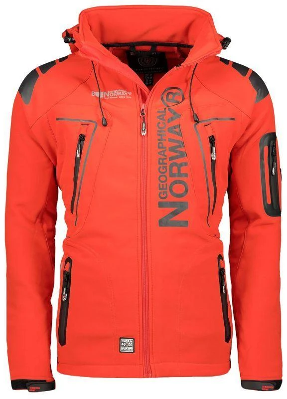Geographical Norway Techno MEN 056 BS3 vyriškas sportinis švarkas su reguliuojamu gobtuvu, atsparus vandeniui, raudonas (WU1060H/GN)