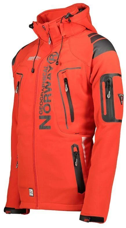 Geographical Norway Techno MEN 056 BS3 vyriškas sportinis švarkas su reguliuojamu gobtuvu, atsparus vandeniui, raudonas (WU1060H/GN)