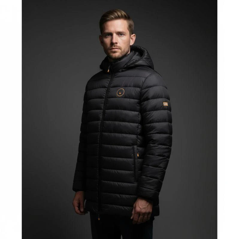 Geographical Norway vyriškas švarkas AMIGOMAP LONG HOOD DB Juodas MEN 233 Juodas (WZ5085H/GN-NOIR)