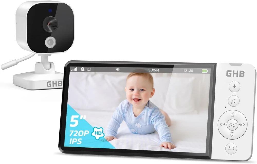 GHB elektroninė auklė su 5 col. 720p ekranu ir 2,4 GHz FHSS ryšiu ABM700D
