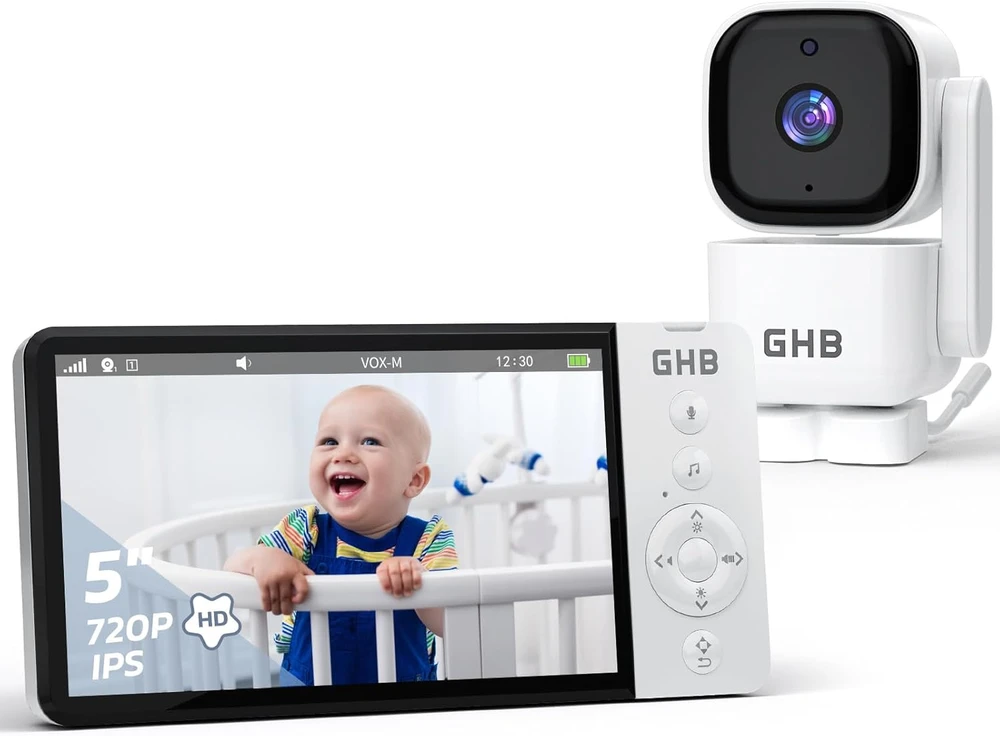 GHB elektroninė auklė su kamera, 5 colių HD ekranu, 720p, 2,4 GHz FHSS, ABM720F