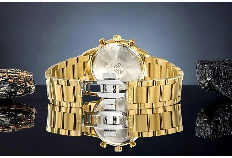 Giewont Chronograph Safyrinis Auksinis Juodas Vyriškas Laikrodis GW8510-B5