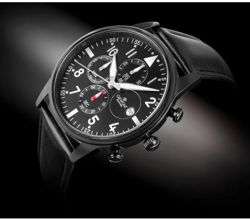 Giewont Chronograph Safyrinis Juodas Vyriškas Laikrodis GW5630-A1