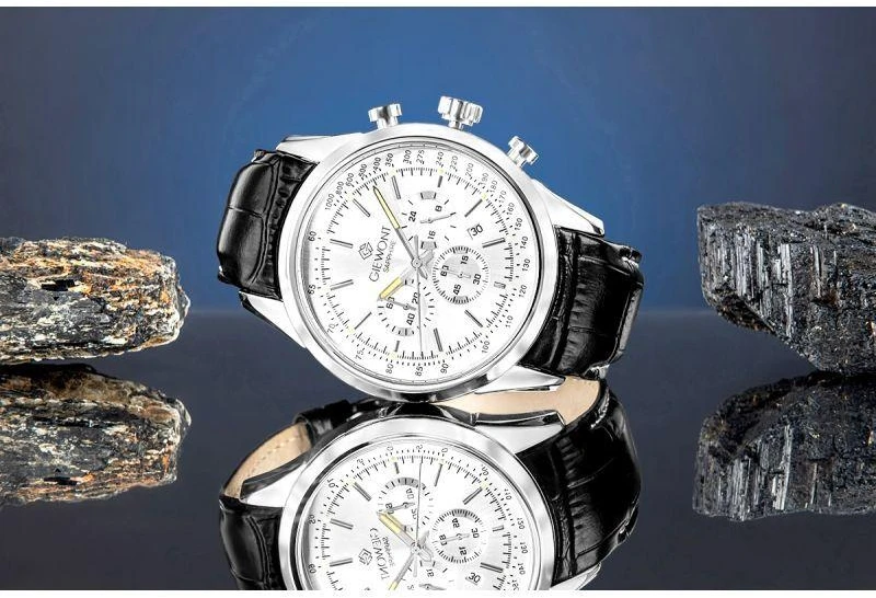 Giewont Chronograph Safyrinis Sidabrinis Vyriškas Laikrodis GW7650-A1