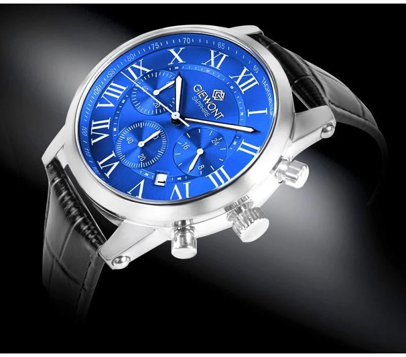 Giewont Chronograph Safyrinis Sidabrinis Mėlynas Vyriškas Laikrodis GW6260-A4
