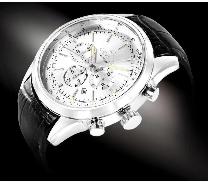 Giewont Chronograph Safyrinis Sidabrinis Vyriškas Laikrodis GW7650-A1
