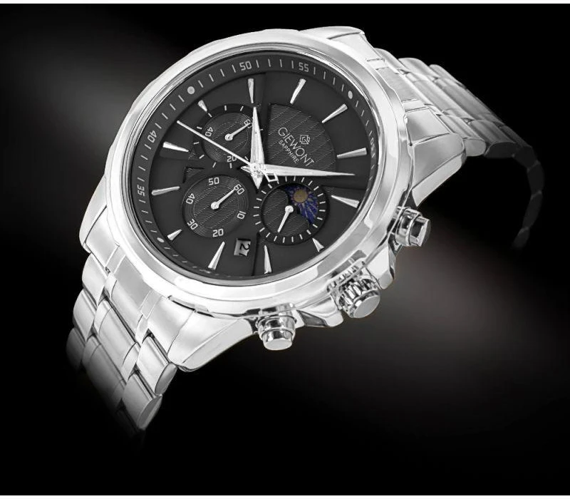 Giewont Chronograph Safyrinis Sidabrinis Vyriškas Laikrodis GW9460-B2