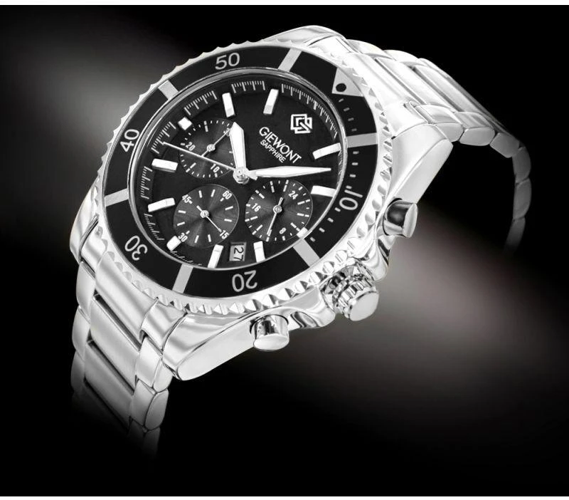 Giewont Chronograph Safyrinis Sidabrinis Vyriškas Laikrodis GW3970-B2
