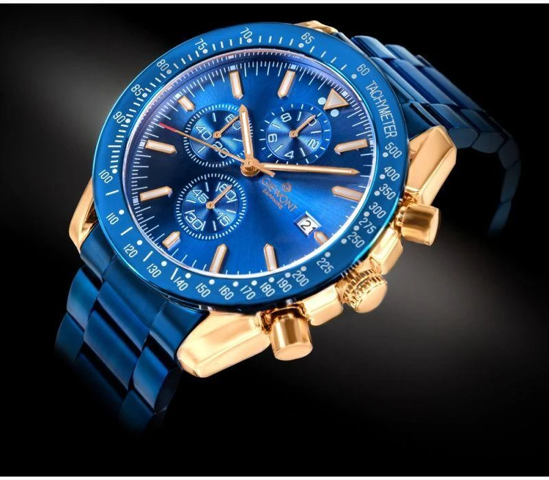 Giewont Chronograph Safyro Mėlynas Vario Spalvos Vyriškas Laikrodis GW8720-B5
