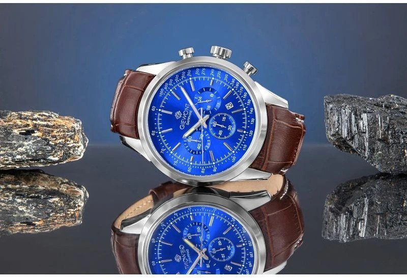 Giewont Chronograph Safyro Sidabrinis Mėlynas Vyriškas Laikrodis GW7650-A5