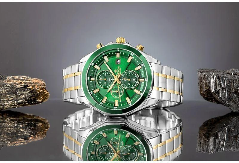 Giewont Chronograph Safyro Vyriškas Laikrodis Sidabrinis Žalias GW7290-B7