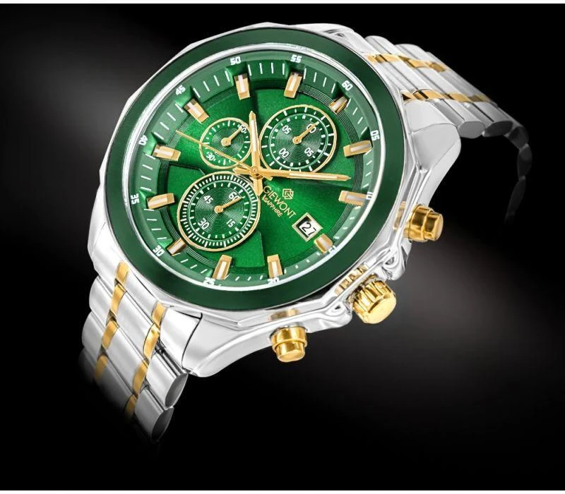 Giewont Chronograph Safyro Vyriškas Laikrodis Sidabrinis Žalias GW7290-B7