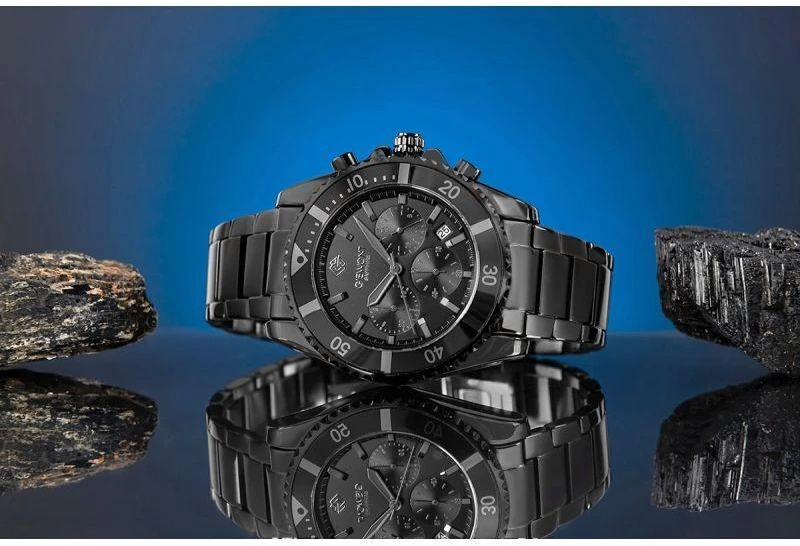 Giewont Chronograph Sapphire Juodas Titano Vyriškas Laikrodis GW3970-B1