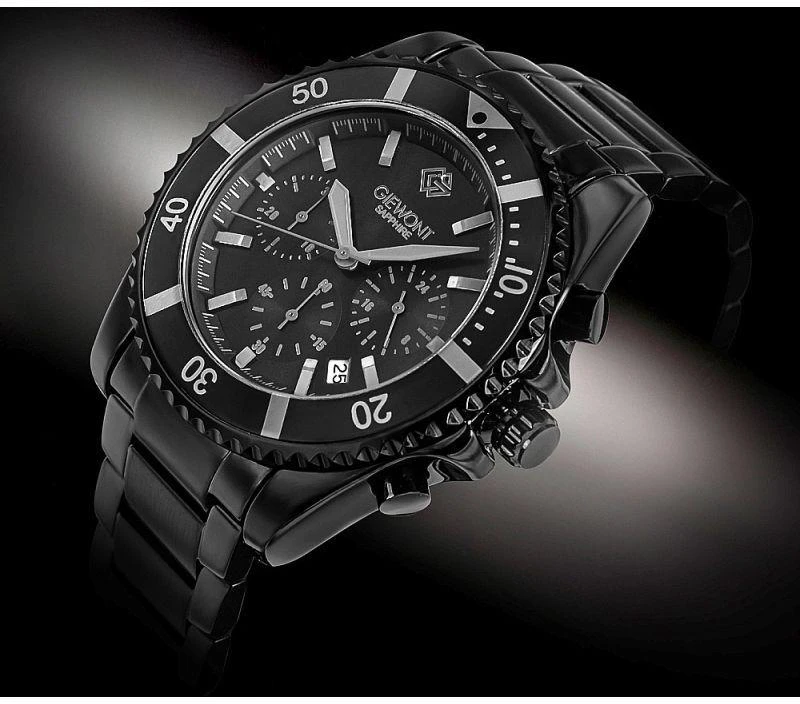 Giewont Chronograph Sapphire Juodas Titano Vyriškas Laikrodis GW3970-B1
