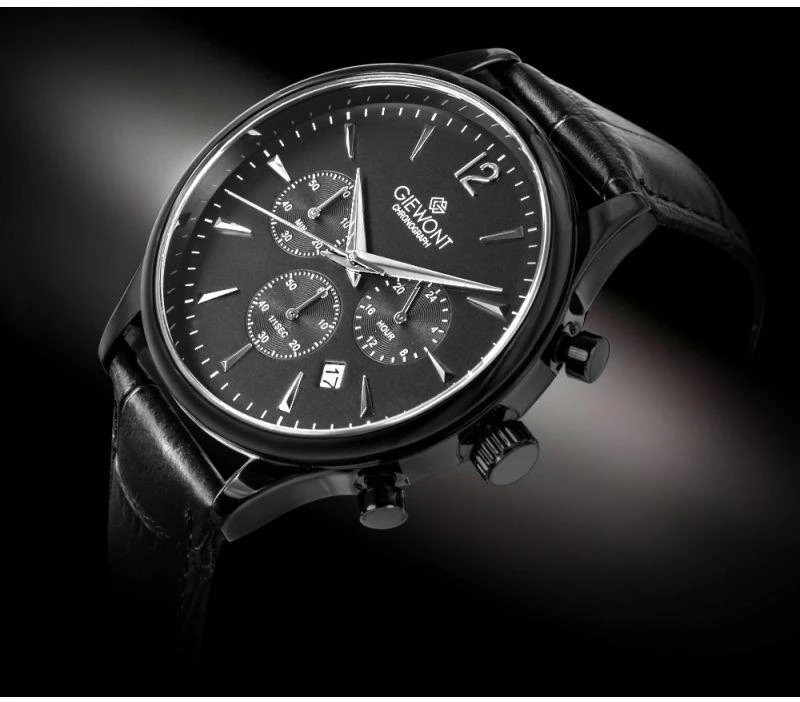 Giewont Chronograph Sapphire Juodas Vyriškas Laikrodis GW6310-A1