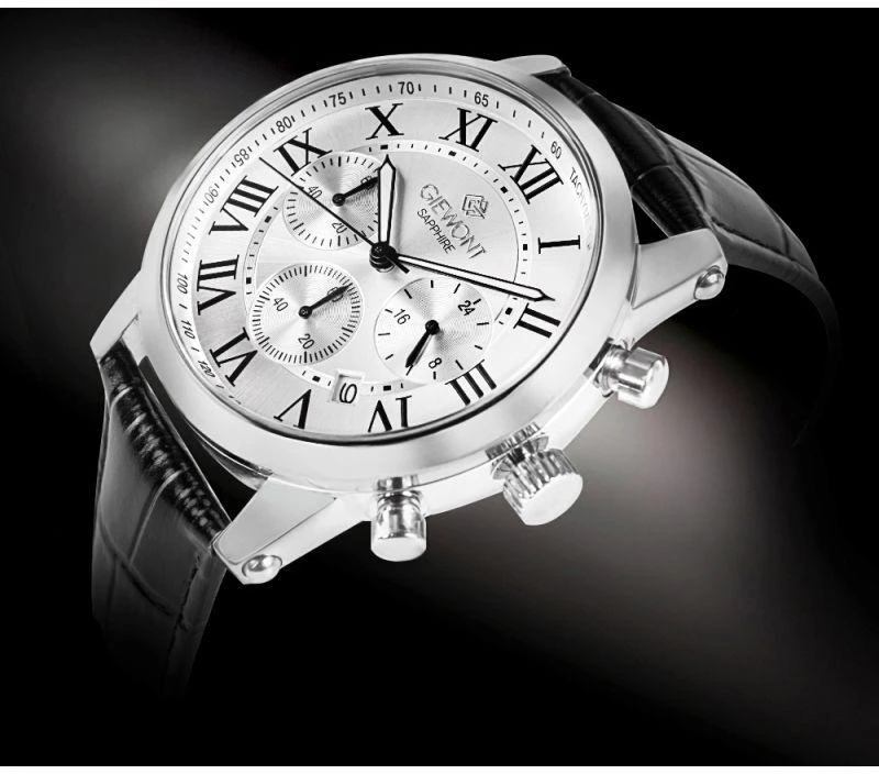 Giewont Chronograph Sapphire Sidabrinis Vyriškas Laikrodis GW6260-A1