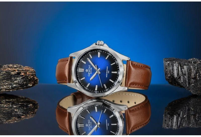 Giewont Elegance Safyrinis Rudas Mėlynas Vyriškas Laikrodis GW5160-A4