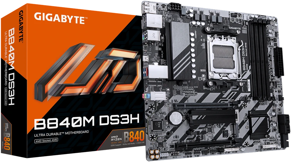 Pagrindinė plokštė GIGABYTE B840M DS3H AM5 1xHDMI 2xDP