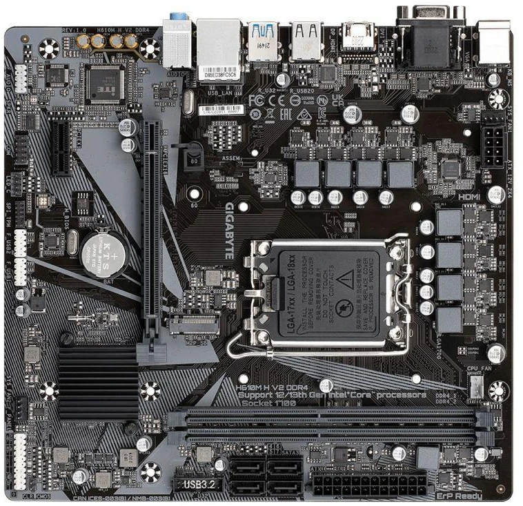 Pagrindinė plokštė Gigabyte | H610M H V2 G1.0 | Intel | Procesoriaus lizdas LGA1700 | DDR4 | Palaikomos standžiojo disko sąsajos M.2, SATA | SATA jungčių skaičius 4