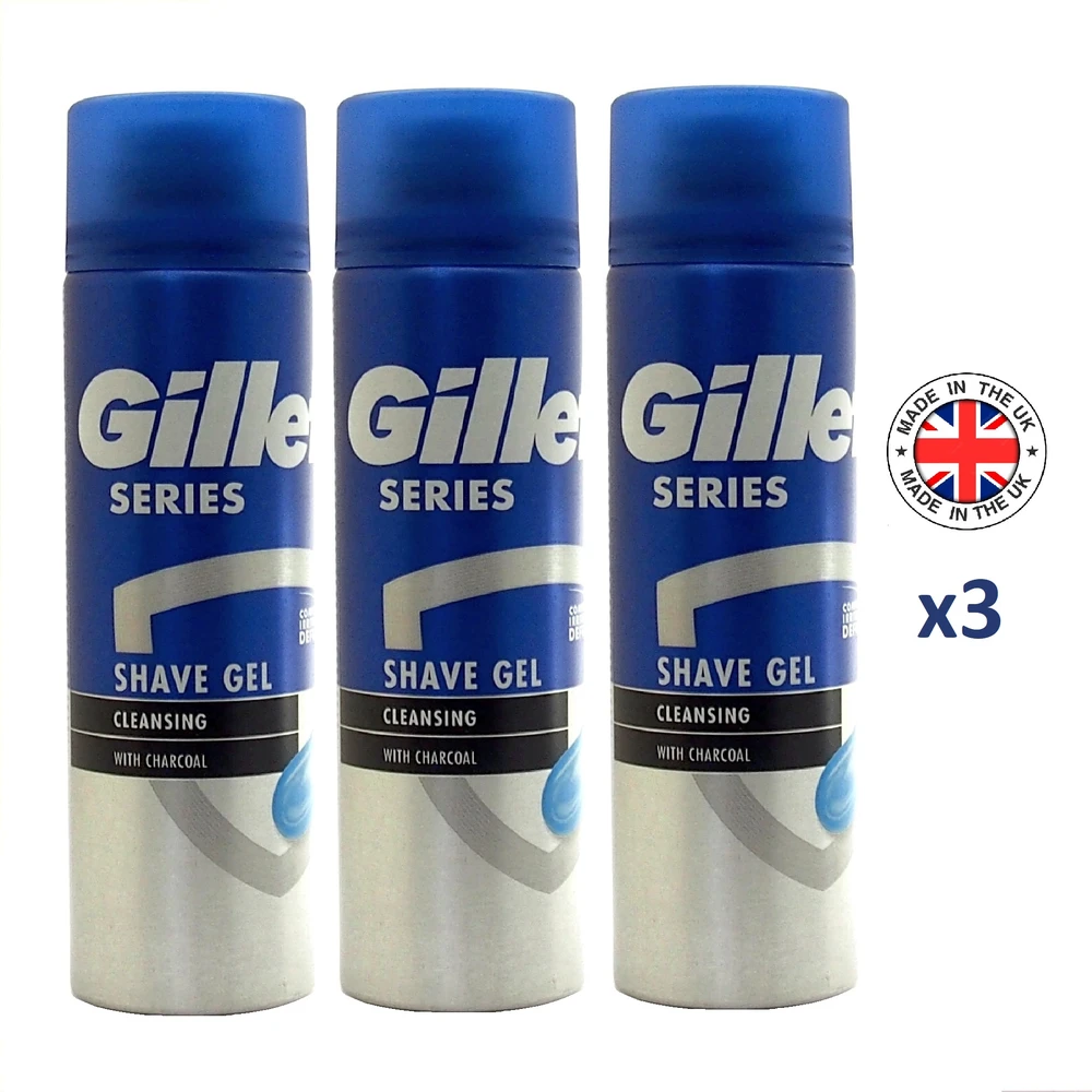 Gillette Series skutimosi gelis valomasis su anglimi 3 x 200 ml