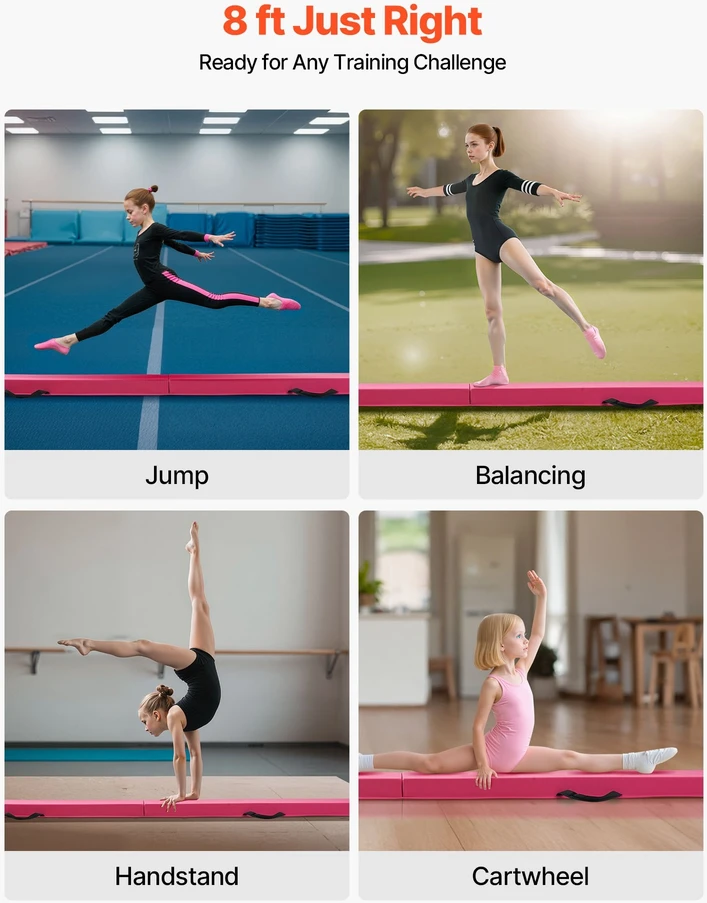 Vevor Sulankstoma 8 pėdų gimnastikos sija vaikams