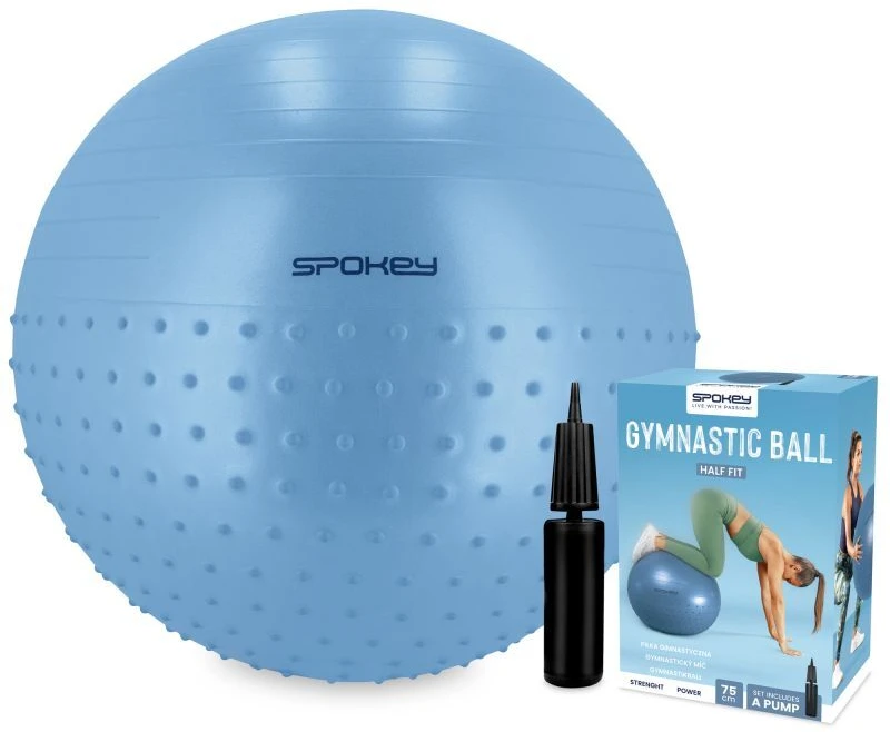 Gimnastikos kamuolys su masažiniais kauburėliais ir pompa Spokey HALF FIT