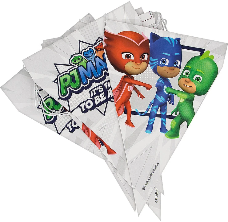 Gimtadienio vakarėlio vėliavėlė – „Pižamų herojai“ (PJ Masks)