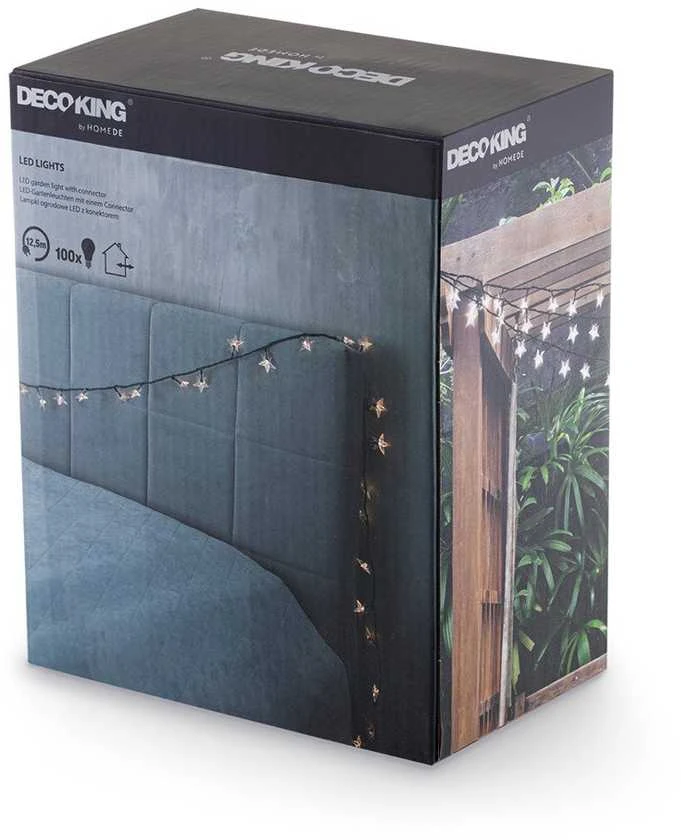 Elektrinė girlianda DecoKing LED Star, balta, 12.5 m