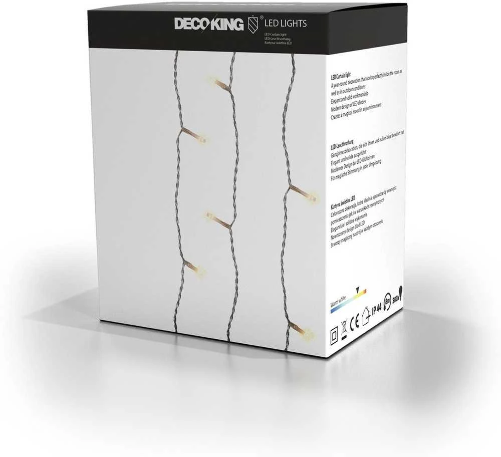 Elektrinė girlianda DecoKing LED, užuolaida, šiltai balta, 3x3 m