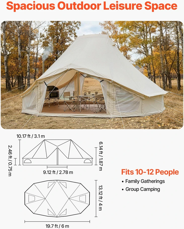 Glampingo palapinė VEVOR ZJXYMGBDWZ-6M, 6 x 4 x 3.1 m