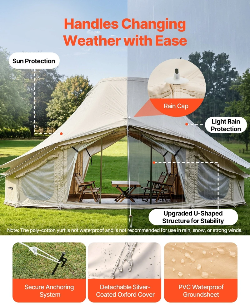 Glampingo palapinė VEVOR ZJXYMGBDWZ-6M, 6 x 4 x 3.1 m