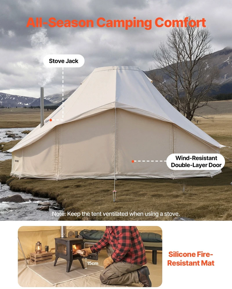 Glampingo palapinė VEVOR ZJXYMGBDWZ-6M, 6 x 4 x 3.1 m