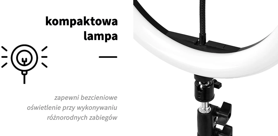 LED lempa makiažui su stovu GLOW RING LIGHT 10" 10W