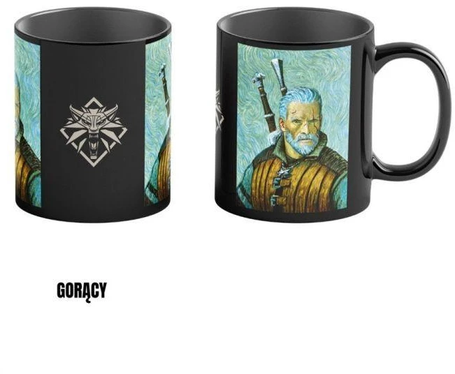 „Cenega Heat“ puodelis su užrašu „Good Loot The Witcher 3 Game Art Chronicles“ – Geralt & Vincent van Gogh 450 ml Juodas