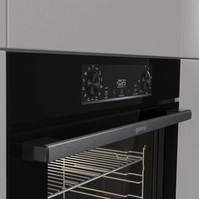 Gorenje | Orkaitė | BO6737E02BG | 77 L | Daugiafunkcis | EcoClean | Mechaninis valdymas | Konvekcija | Aukštis 59,5 cm | Plotis 59,5 cm | Juodas