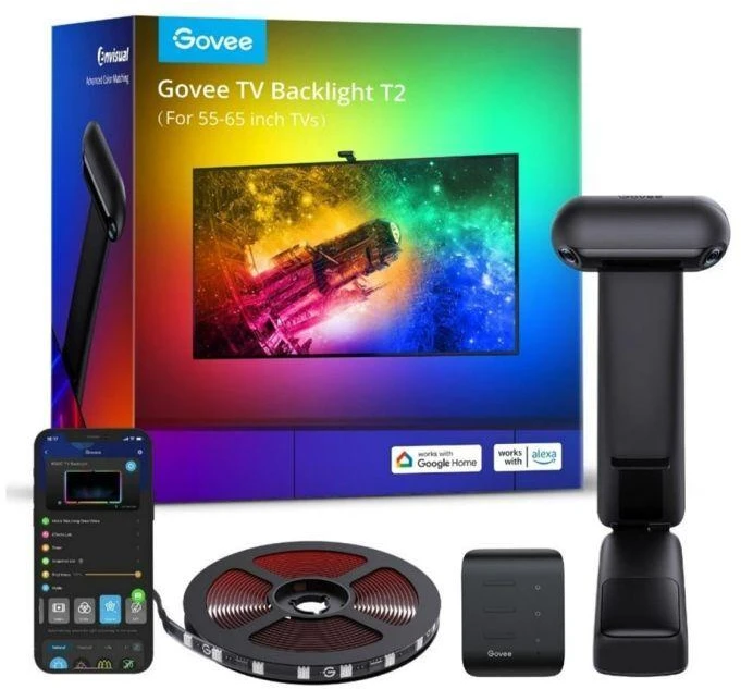 Govee H605C Envisual TV foninis apšvietimas T2 | LED juostelė | televizoriui 55-65 colių, RGBIC, Wi-Fi+Bluetooth