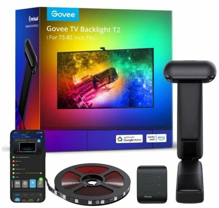Govee H605C Envisual TV foninis apšvietimas T2 | LED juostelė | televizoriui 55-65 colių, RGBIC, Wi-Fi+Bluetooth
