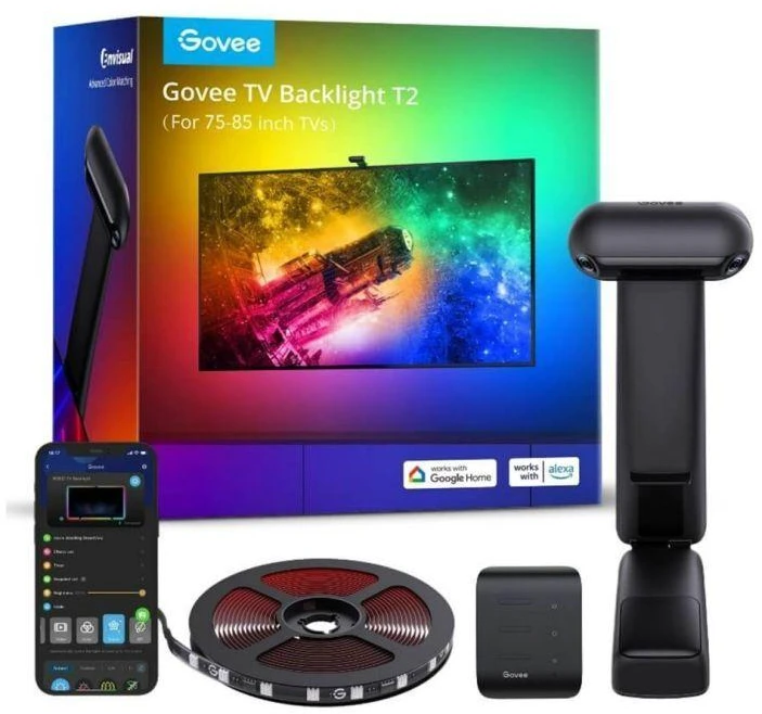 Govee H605C Envisual TV foninis apšvietimas T2 | LED juostelė | televizoriui 55-65 colių, RGBIC, Wi-Fi+Bluetooth