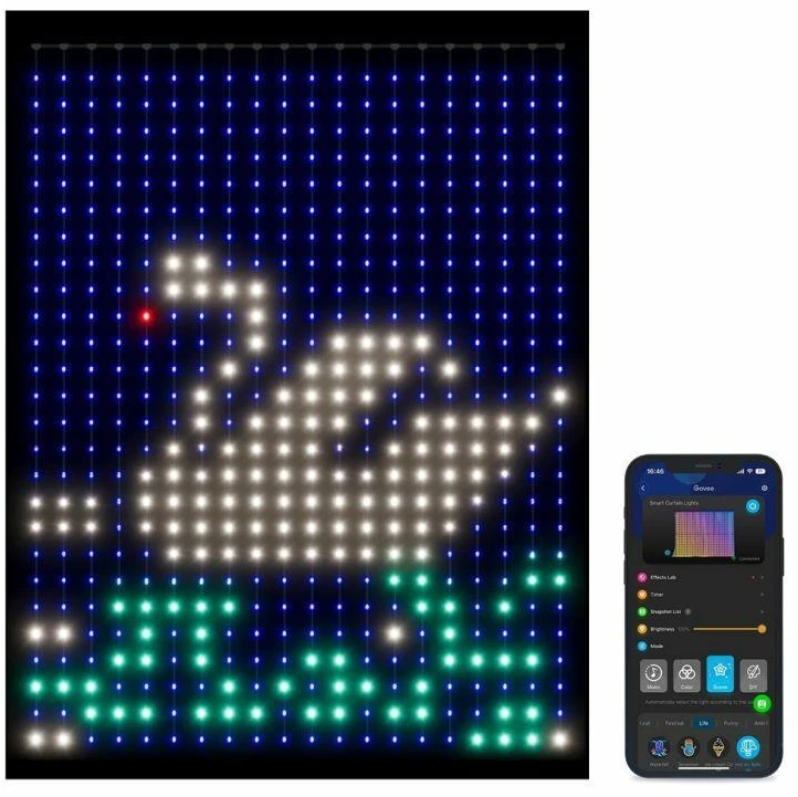 Govee H70B1 Užuolaidinis šviestuvas | LED užuolaida | „Wi-Fi“, „Bluetooth“, RGBIC, IP65
