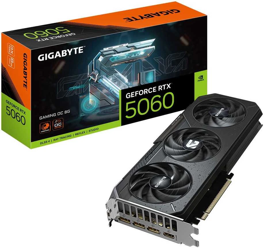 Vaizdo plokštė GIGABYTE GeForce RTX 5060 GAMING OC 8G Grafikos plokštė - 8GB GDDR7