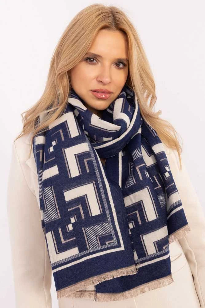 Wool Fashion Italia Elegantiškas mėlynas šalikas: Dydis - Universalus