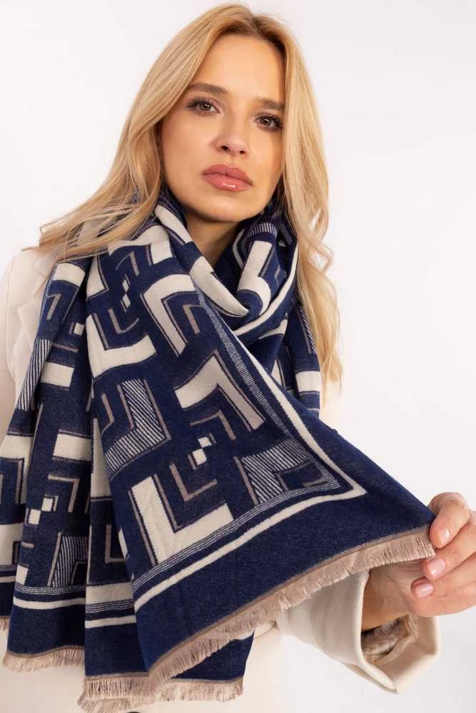 Wool Fashion Italia Elegantiškas mėlynas šalikas: Dydis - Universalus