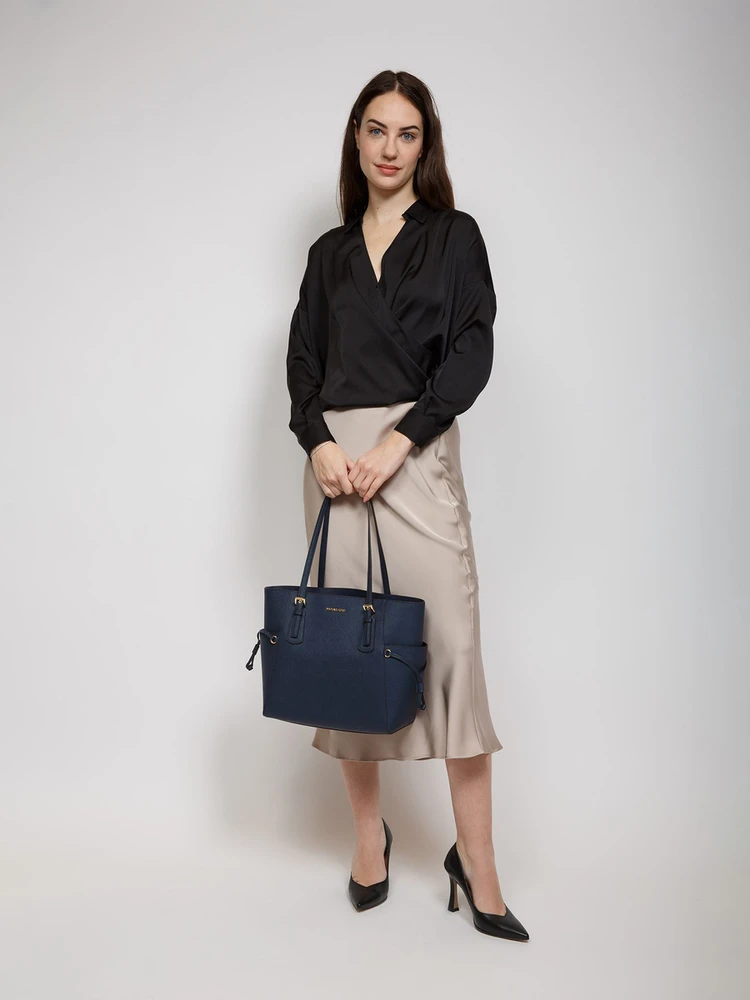 Granatowa skórzana torebka tote Michael Kors 35S5GV6T7L