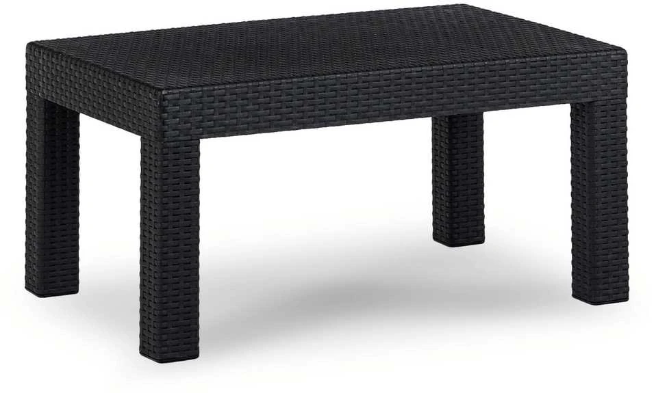 Lauko baldų komplektas BRENTA sodo baldų komplektas, juodas/pilkas, 2 foteliai, sofa, terasos stalas, modernus technoratanas