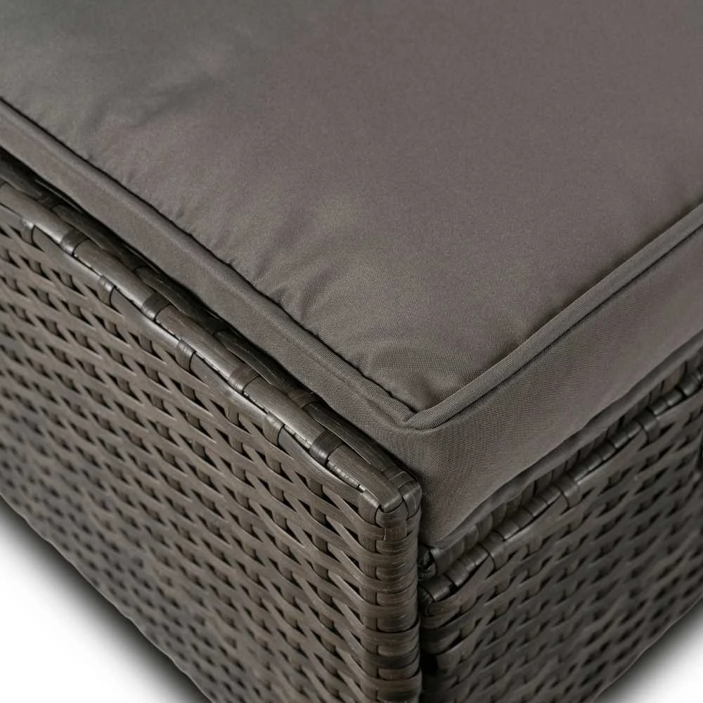 Lauko baldų komplektas DELGADO sodo baldų komplektas, pilka, sofa, foteliai, pufai, stalas, technoratanas, modernus