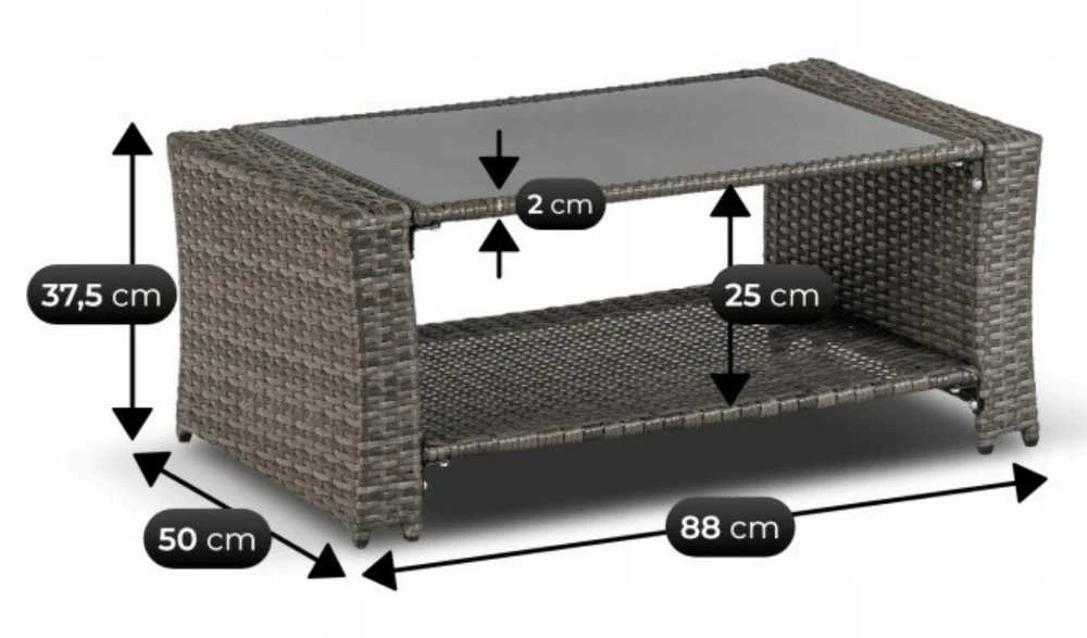 Lauko baldų komplektas DELGADO sodo baldų komplektas, pilka, sofa, foteliai, pufai, stalas, technoratanas, modernus