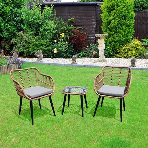 Lauko baldų komplektas Garden Select Rattan sodo baldų komplektas su kėdėmis ir stalu su stikliniu stalviršiu